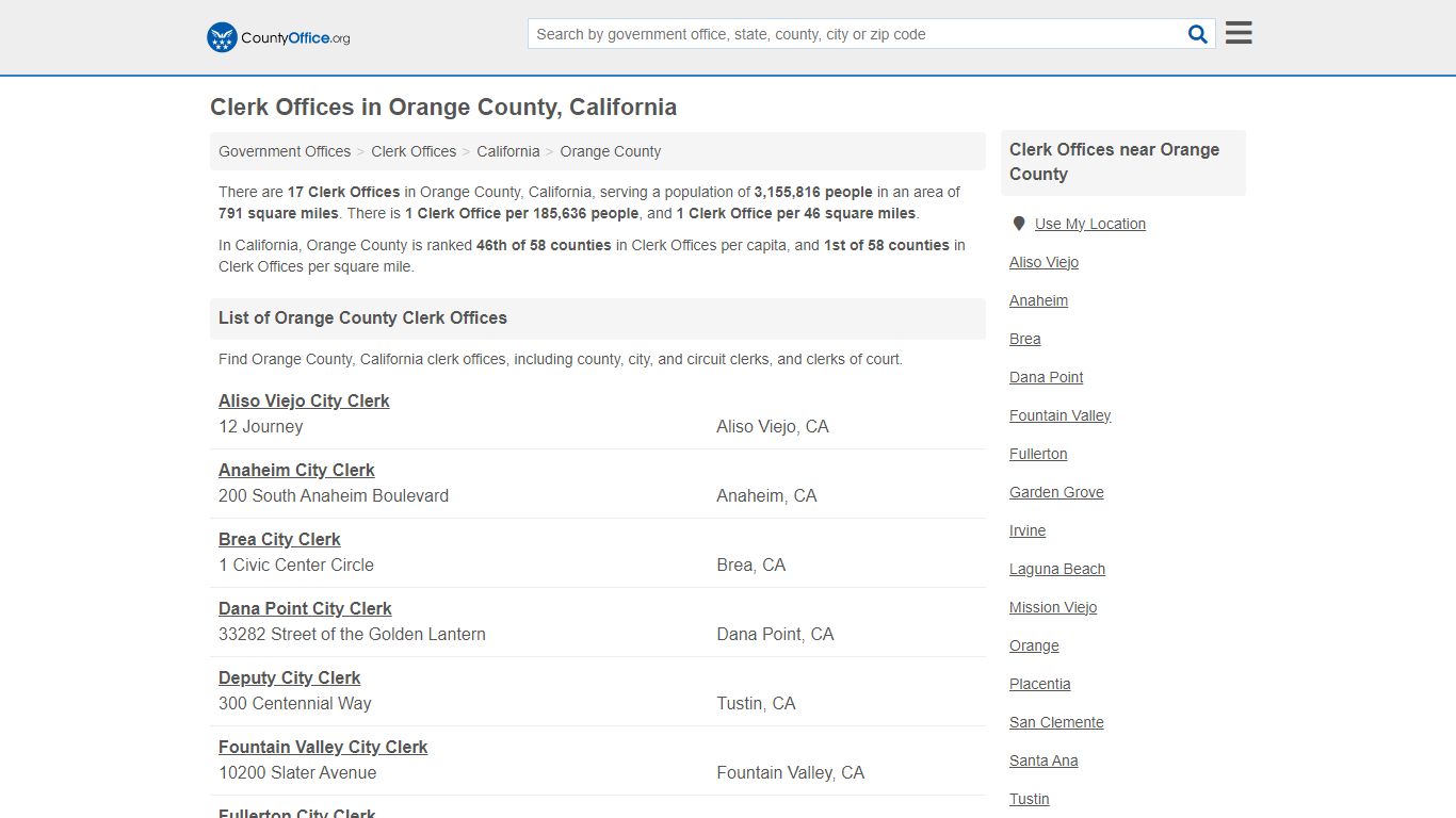 Clerk Offices - Orange County, CA (County & Court Records)